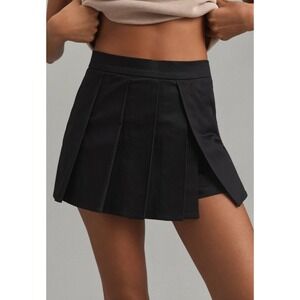 Maeve By Anthropologie Black Pleated Mini Skort Womens 12 Prep Dark Academia EUC
